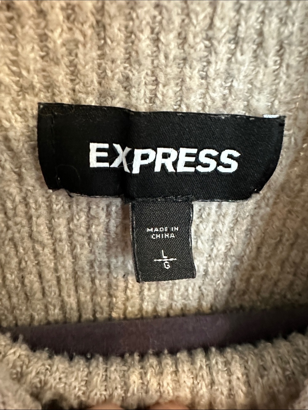 Express Women's Heather Taupe Mock Neck Sweater - Picture 2 of 2